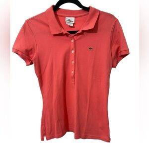 Lacoste Women's Coral Button Down Polo Shirt